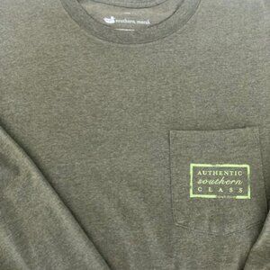 Olive Heather Long Sleeve Southern Marsh  Tee, Size M